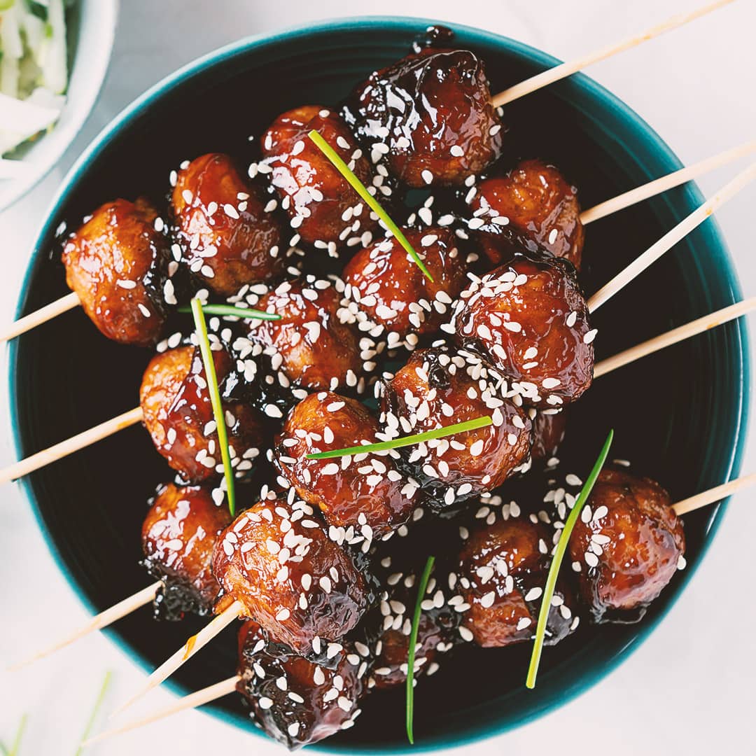 Vegan teriyaki meatballs