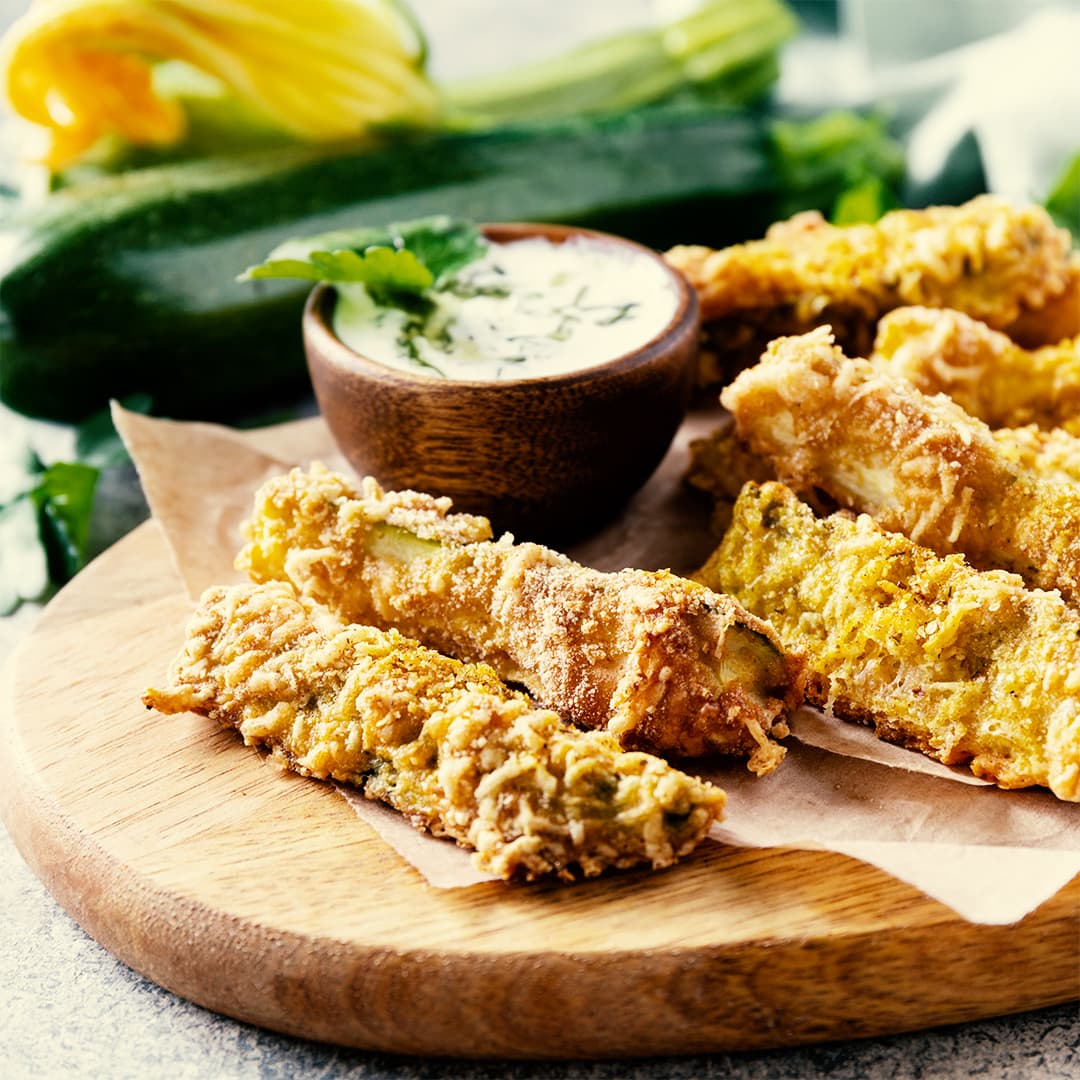 Zucchini Sticks with Quark Dressing
