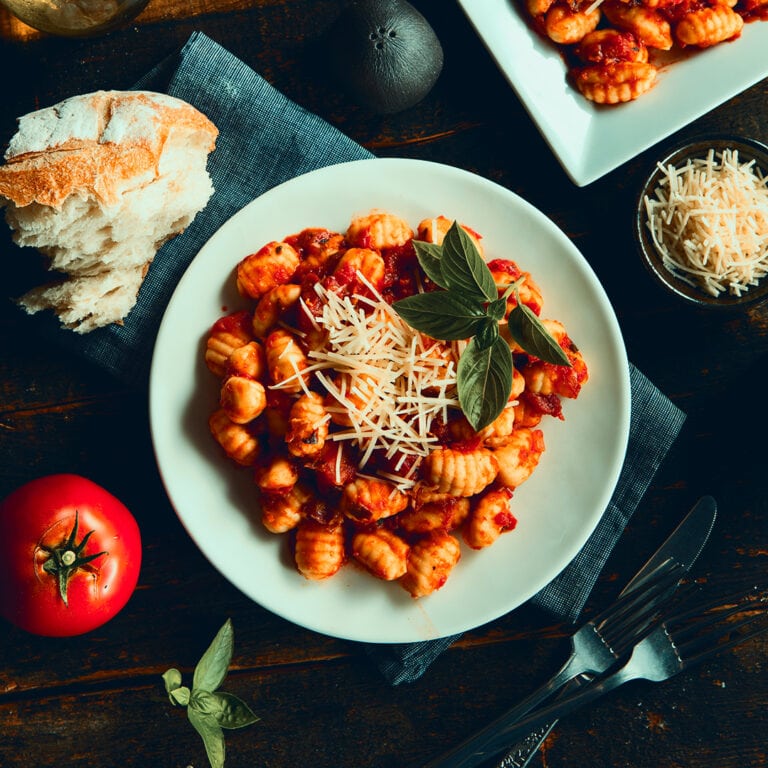 Homemade Italian Gnocchi with Red Sauce